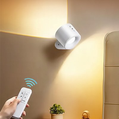 Applique murale pour chambre blanche lumiÚre vers haut et bas main et télécommande blanche