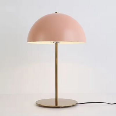 Lampe champignon rose poudre pied cuivre