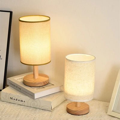 lampe de chevet en bois bambou led douce lumiere