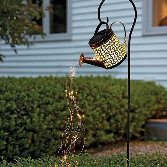 Lampe solaire exterieur arrosoir LED blanc chaud guirlande cascade jardin maison décoration extérieure élégante nuit