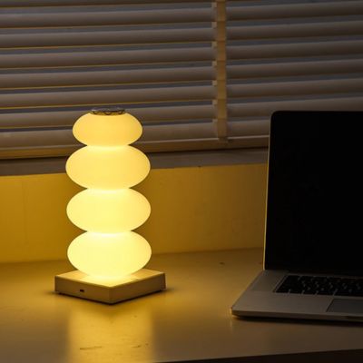Lampe de chevet LED design empilé blanc intensité lumineuse ajustable tactile variateur bien-être éclairage personnalisable