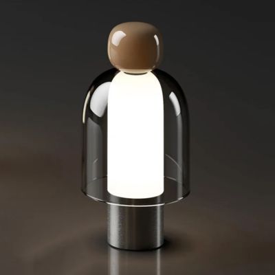 Lampe de chevet LED rechargeable sans fil caramel verre et aluminium telle une oeuvre d'art 