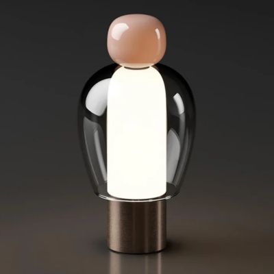 Lampe de chevet LED sans fil rechargeable rosa rose verre et aluminium la lampe au féminin