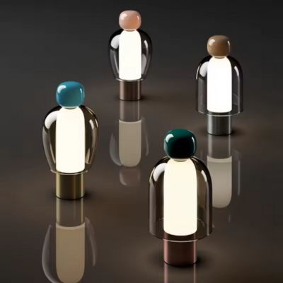 Lampes de chevet LED quatre superbes couleurs poétiques rechargeable verre et aluminium moderne et artistique