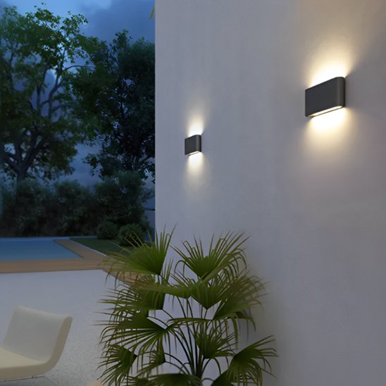 Applique extérieur murale LED minimaliste Séléné mur blanc