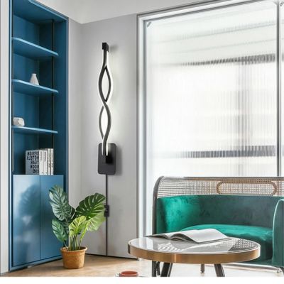 Applique murale LED spirale noire éclairage bidirectionnel salon moderne