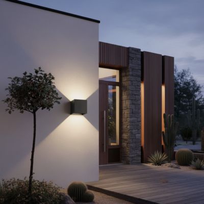 Applique murale exterieur carrée noire minimaliste moderne maison très moderne