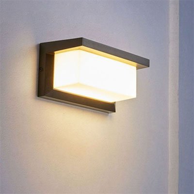 Applique murale exterieur noire LED rectangulaire moderne détecteur de mouvement