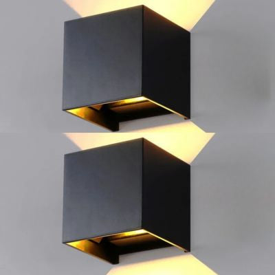 Applique murale exterieur carrée noire lot de deux