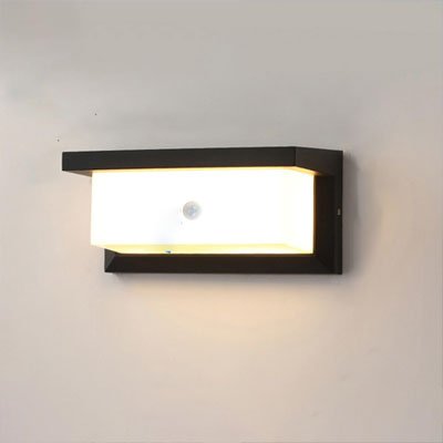Applique murale exterieur LED rectangulaire noire détecteur de mouvement 