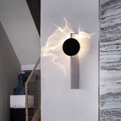 Applique murale chrome noir mat ondulations aurores boréales chambre couloir blanc noir gris