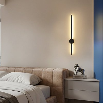 Applique murale pour chambre noire minimaliste ligne lumineuse épurée verticale allumée chambre moderne