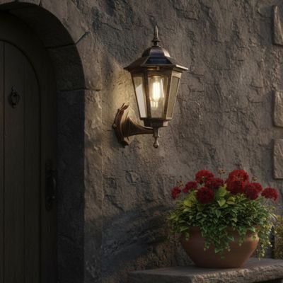 Applique murale solaire exterieur façade porte principale maison de campagne pierre 