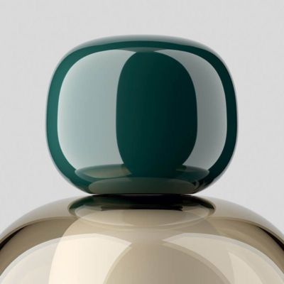 détails lampe de chevet LED vert canard rechargeable sans fil verre et aluminium