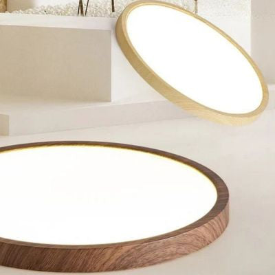 Deux plafonniers inspiration scandinave minimaliste bois clair et noyer