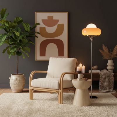 lampadaire design champignon orange
