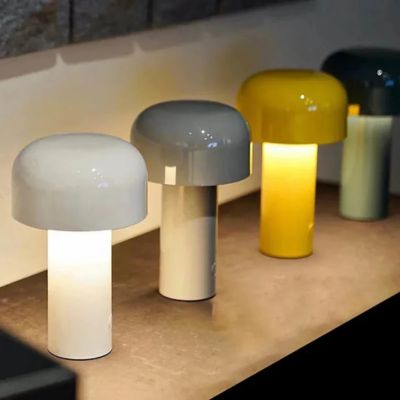 lampe champignon image montrant 4 couleurs blanc gris jaune noir