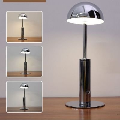 lampe champignon en fer chrome sans fil rechargeable intensités lumineuses variables selon vos besoins