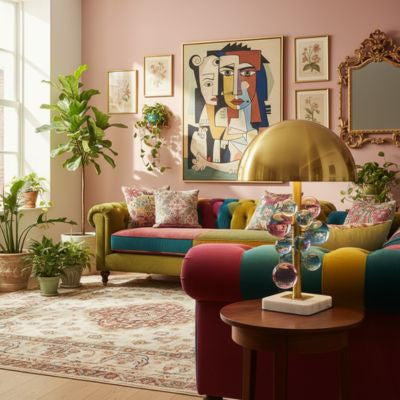 Lampe champignon design italien Dorato globe colorés salon moderne bohème eclectique 