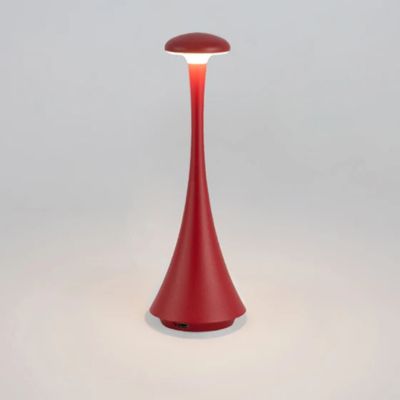 lampe champignon design rouge sur fond neutre