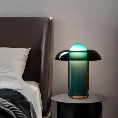lampe champignon design verre vert chambre moderne industrielle table chevet ronde