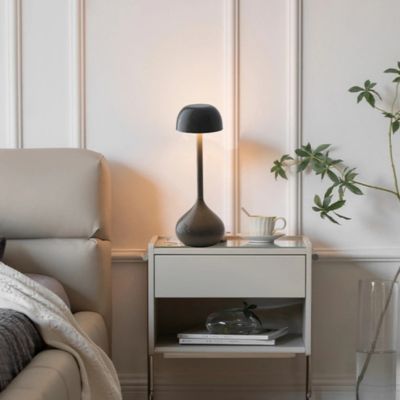 lampe champignon grise table chevet blanche moderne