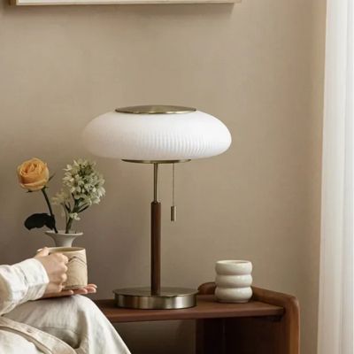 lampe champignon vintage blanche table de chevet fleurs