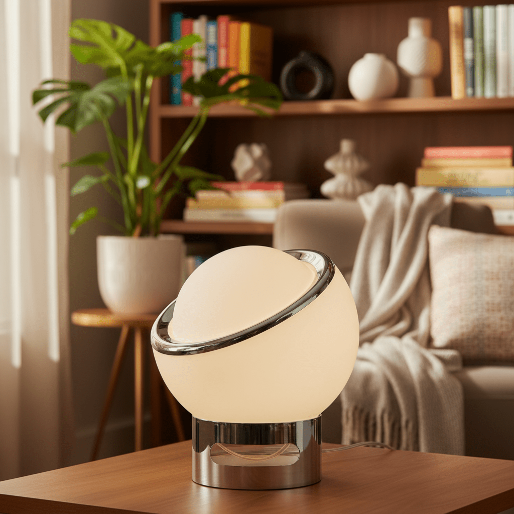 lampe de chevet blanche moderne style Bauhaus modernisé led acier inoxydable et verre laiteux