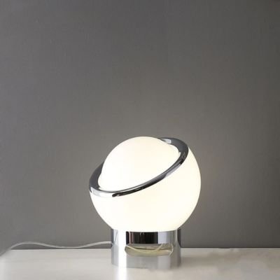 lampe de chevet blanche style Bauhaus inoxydable et verre 