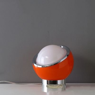 lampe de chevet orange brûlé style Bauhaus inoxydable et verre LED moderne 