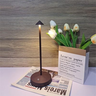 lampe de chevet marron rechargeable tactile sans fil minimaliste pour tout type de décoration