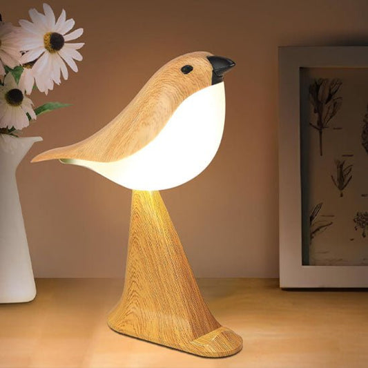 Lampe de chevet tactile LED dimmable rechargeable oiseau apaisant véritable objet décoratif et poétique