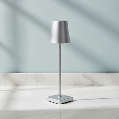 lampe de table finition argentée rechargeable tactile LED tout en aluminium antirouille anticorrosion