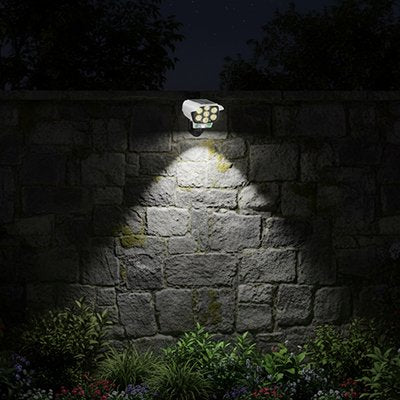 Lampe détecteur de mouvement LED blanche éclairage bidirectionnel mur pierre jardin crépuscule, ambiance architecturale t
