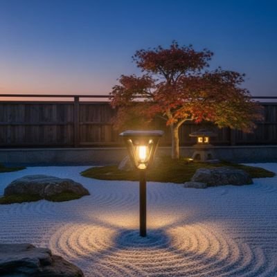 Lampe détecteur de mouvement plantée jardin minimaliste style japonais