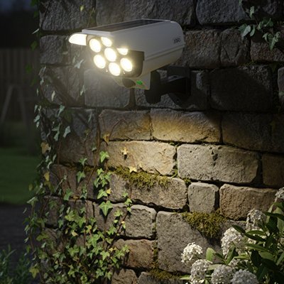 Lampe détecteur de mouvement blanche 6 LED éclairage puissant mur pierre lierre, luminaire sécurité jardin terrasse noct