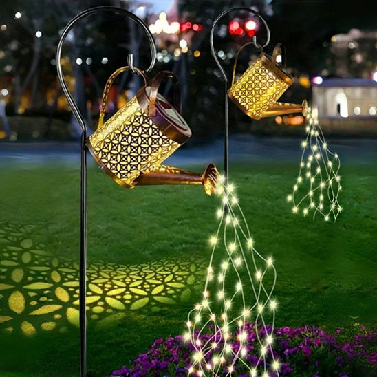 Lampe solaire exterieur arrosoir LEDguirlande lumineuse dorée cascade jardin nuit décoration extérieure