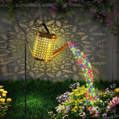 Lampe solaire exterieur arrosoir LED multicolore projection florale guirlande cascade jardin nuit décoration extérieure