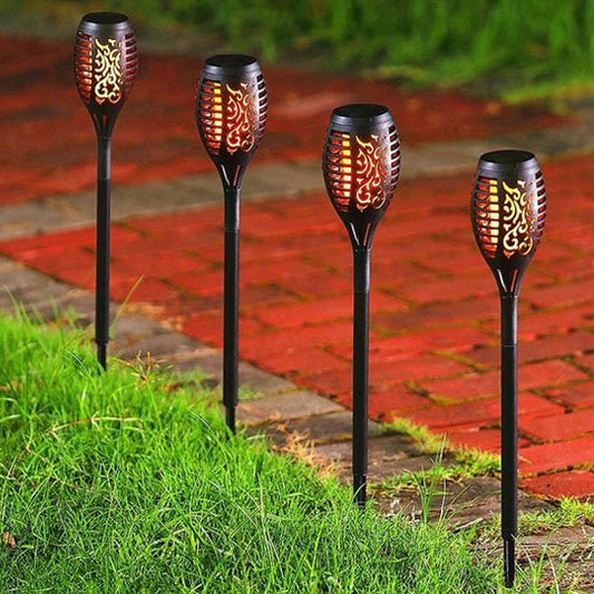 Lampe solaire exterieur torches solaires LED effet flamme vacillante piquet jardin allée terrasse décoration nuit