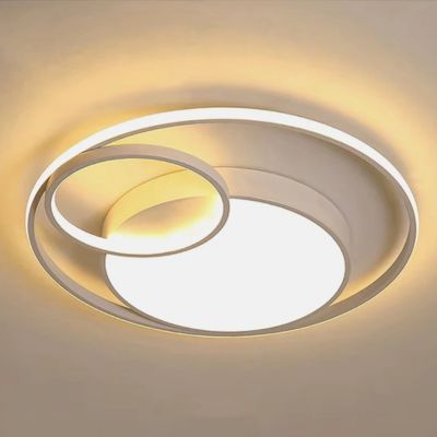 Plafonnier anneaux concentriques blancs imbriquées LED minimaliste moderne
