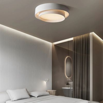 Plafonnier double anneau blanc scandinave LED chambre moderne minimaliste