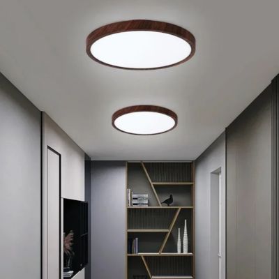 Plafonnier inspiration scandinave minimaliste couloir moderne étagères au fond